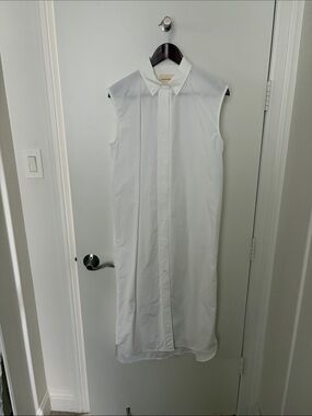 Loulou Studio White Sleeveless Button-Down Shirt Dress